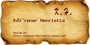 Körpner Henrietta névjegykártya